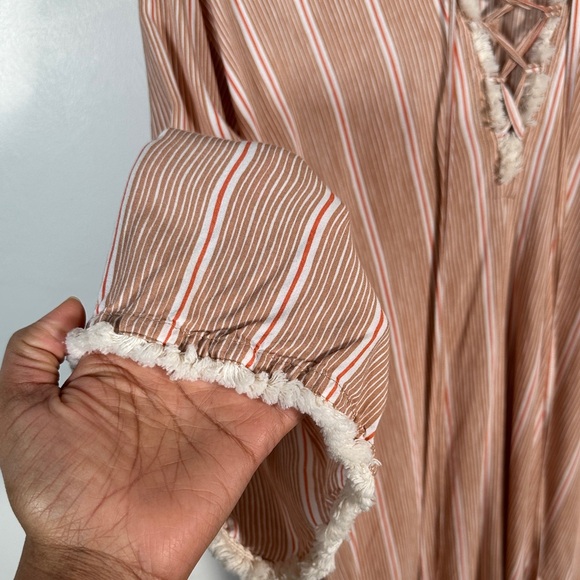 Beachgold Anthropologie Boho Cover Up Midi Dress S Lace Up Tassel - Picture 6 of 14
